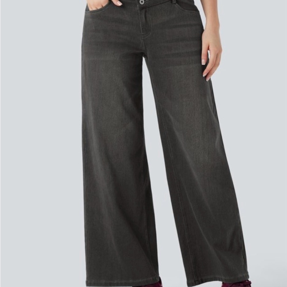Charcoal Wide Leg Jeans